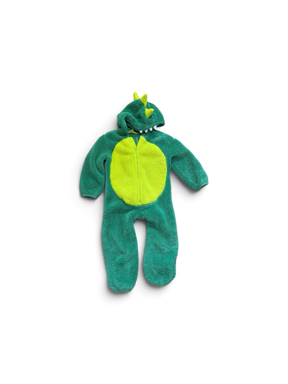 Old Navy Green and Yellow Dino Fleece One-Piece 3T Halloween